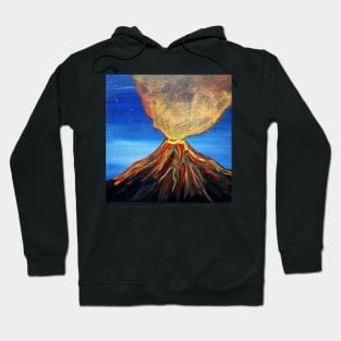 Fiery volcano erupting - blue and orange Hoodie